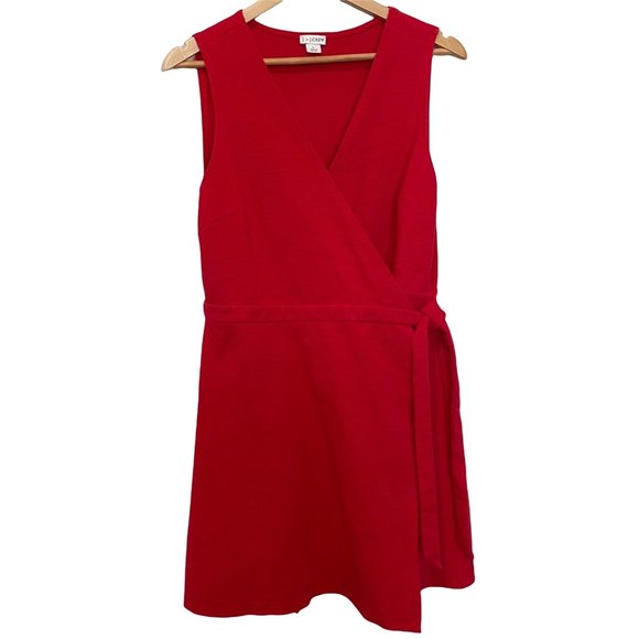 J. Crew Dresses J By Jcrew Womens Large Red Vneck Wrap Sleeveless Tie On Side Dress Poshmark